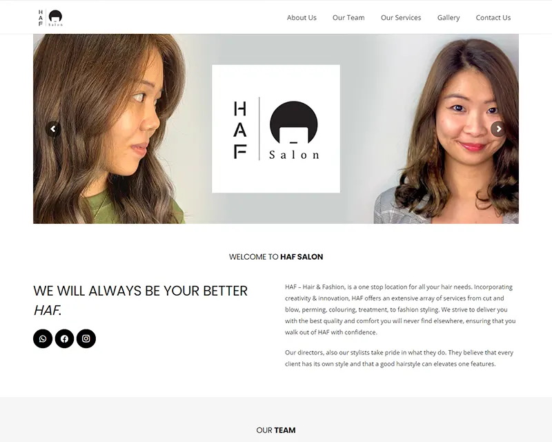 HAF Salon Website design agency Web design services Professional website design Custom website design Responsive web design Creative web design UX/UI design services Ecommerce website design Small business web design Corporate website design Mobile-friendly website design WordPress website design Graphic design for websites SEO-friendly web design Affordable website design
