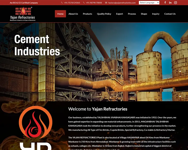 Yajan Refractories Website design agency Web design services Professional website design Custom website design Responsive web design Creative web design UX/UI design services Ecommerce website design Small business web design Corporate website design Mobile-friendly website design WordPress website design Graphic design for websites SEO-friendly web design Affordable website design
